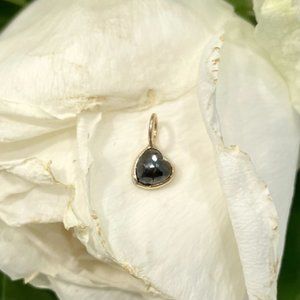 Solid 14k Black Diamond Pendant Charm 11 x 6 mm.